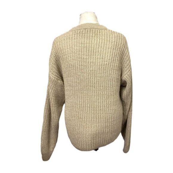 Basic Editions Men's Waffle Knit Crewneck Pullover Sweater Vintage Y2K Tan M - Picture 4 of 7